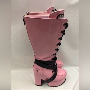 YRU x Monster High Collab - Draculaura VAMP Platform Knee High Pink Boots sz 9
